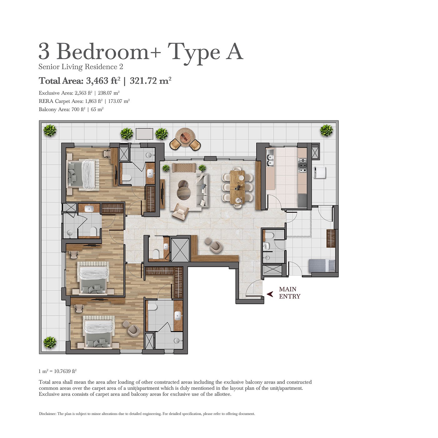 3 Bedroom+ Type A floor plan