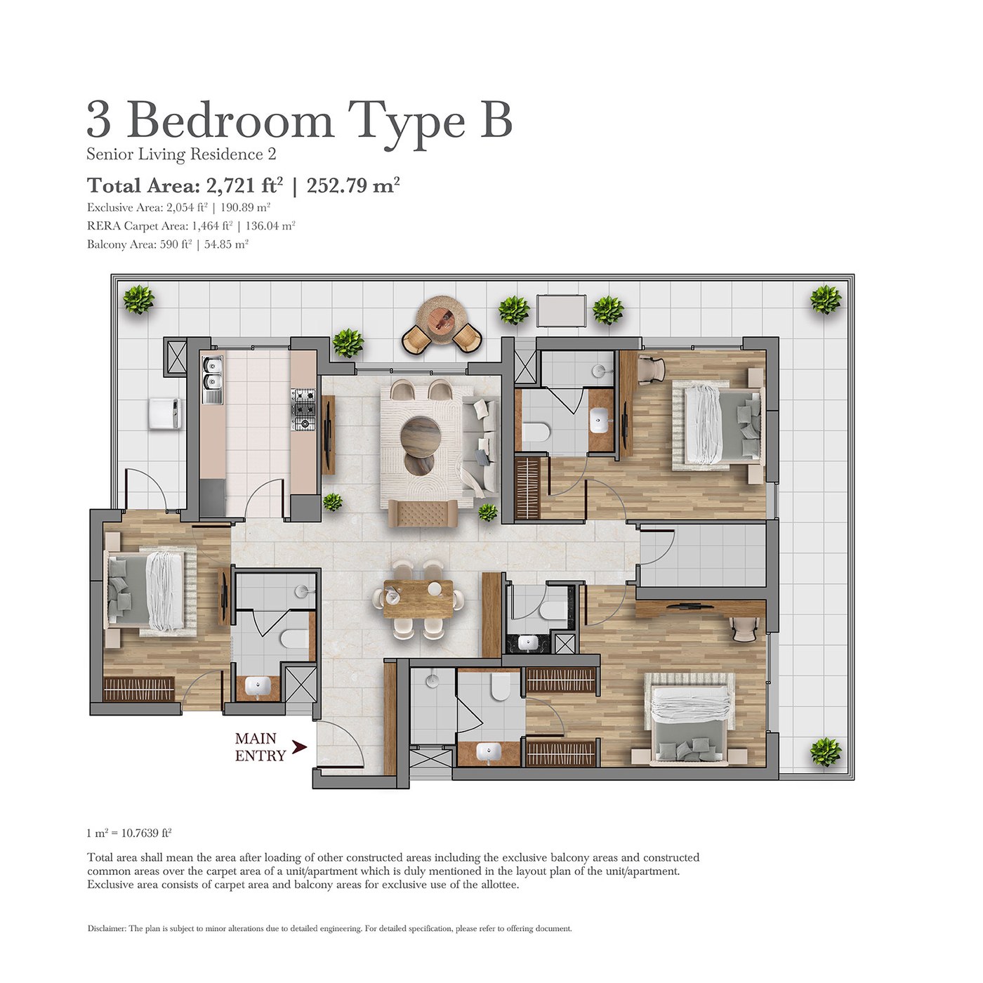 3 Bedroom Type B floor plan