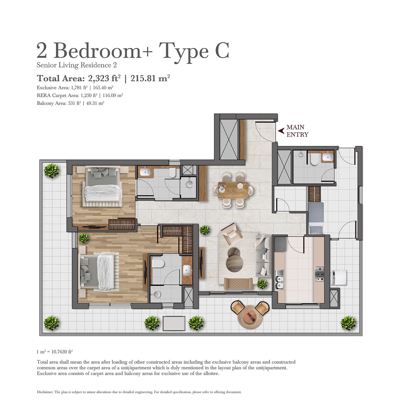 2 Bedroom+ Type C floor plan