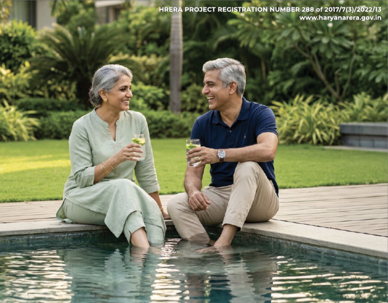 Residents relaxing by the pool